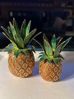 Set of Decorative Enamel Pineapple Ornaments by NYCO